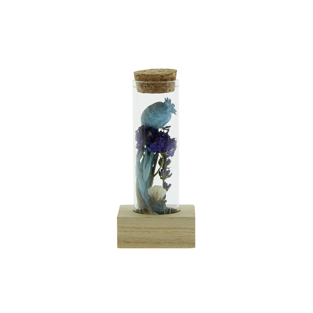 Dried Flowers - Single tube & wood - Lichtblauw
