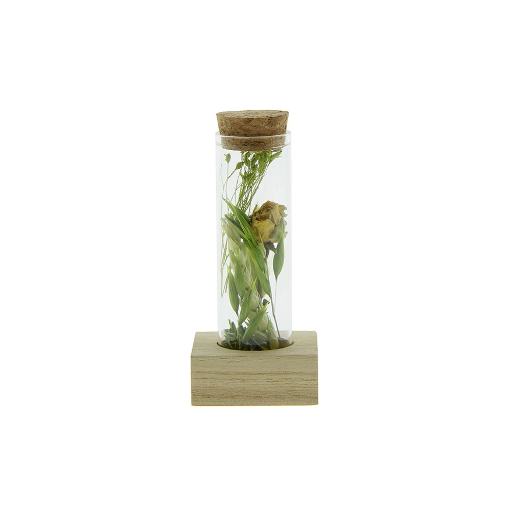 Dried Flowers - Single tube & wood - Groen