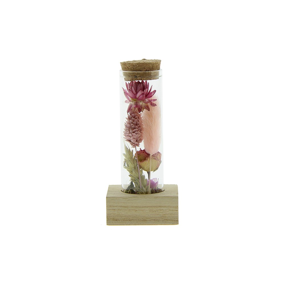 Dried Flowers - Single tube & wood - Roze